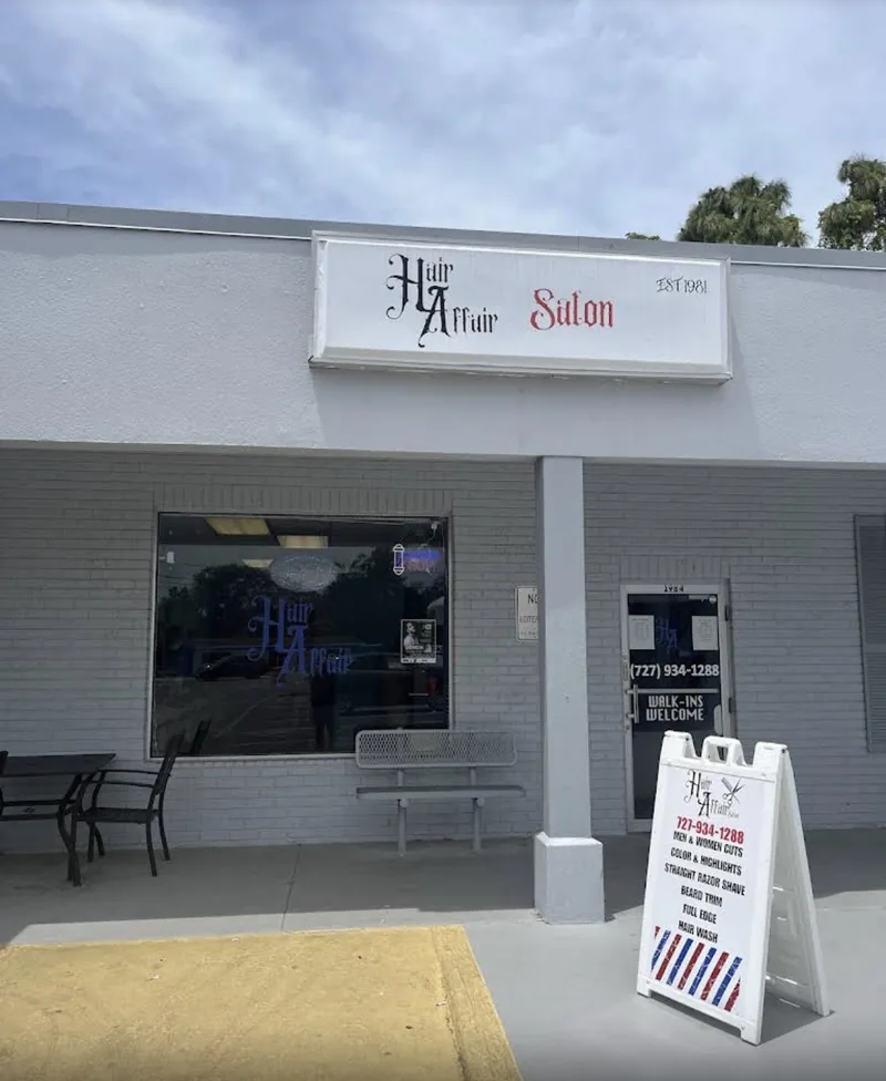 Storefront of Hair Affair Barbershop & Salon in Tarpon Springs, FL